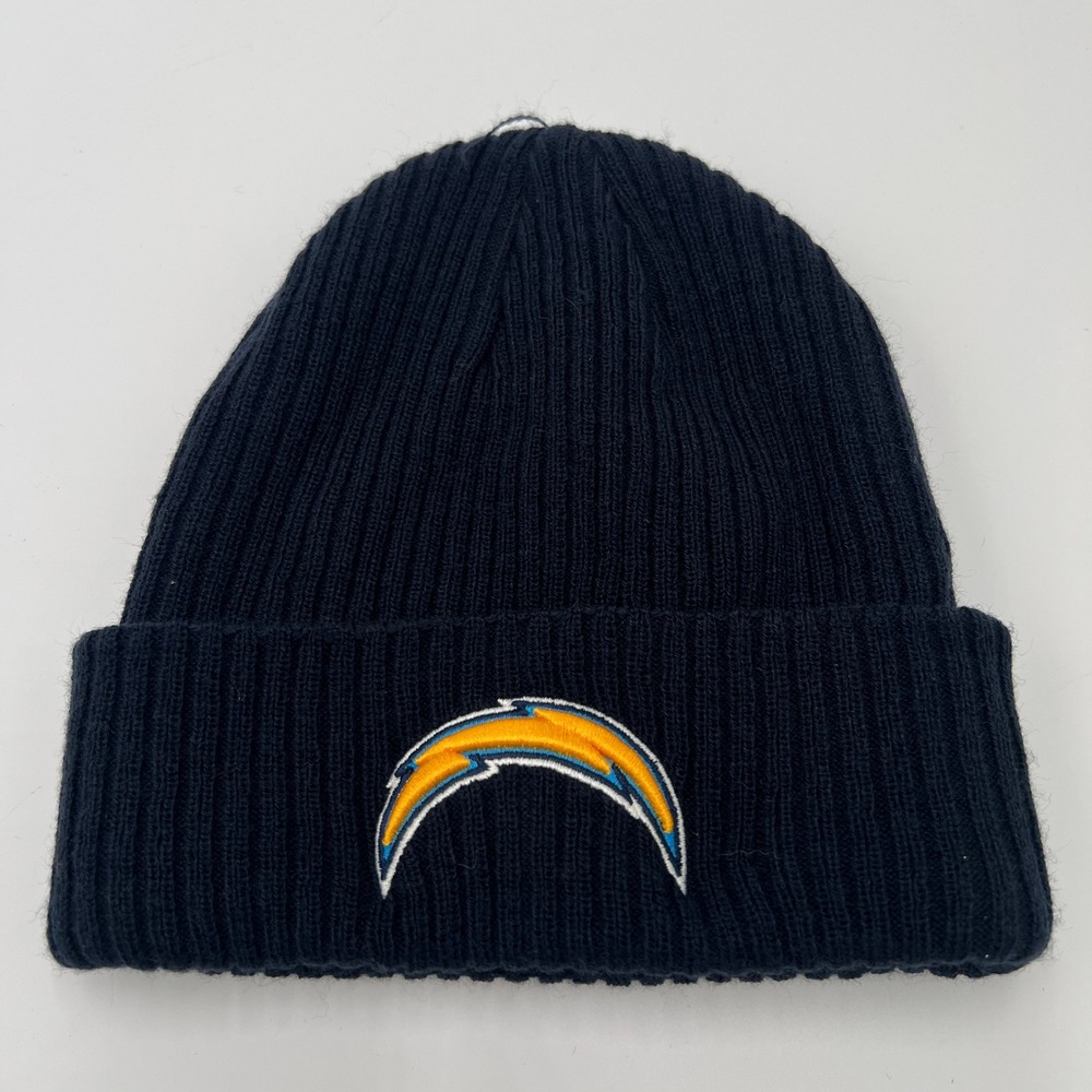 NFL Pro Line Los Angeles Chargers Navy Blue Ribbed Knit Cuffed Beanie Hat‎